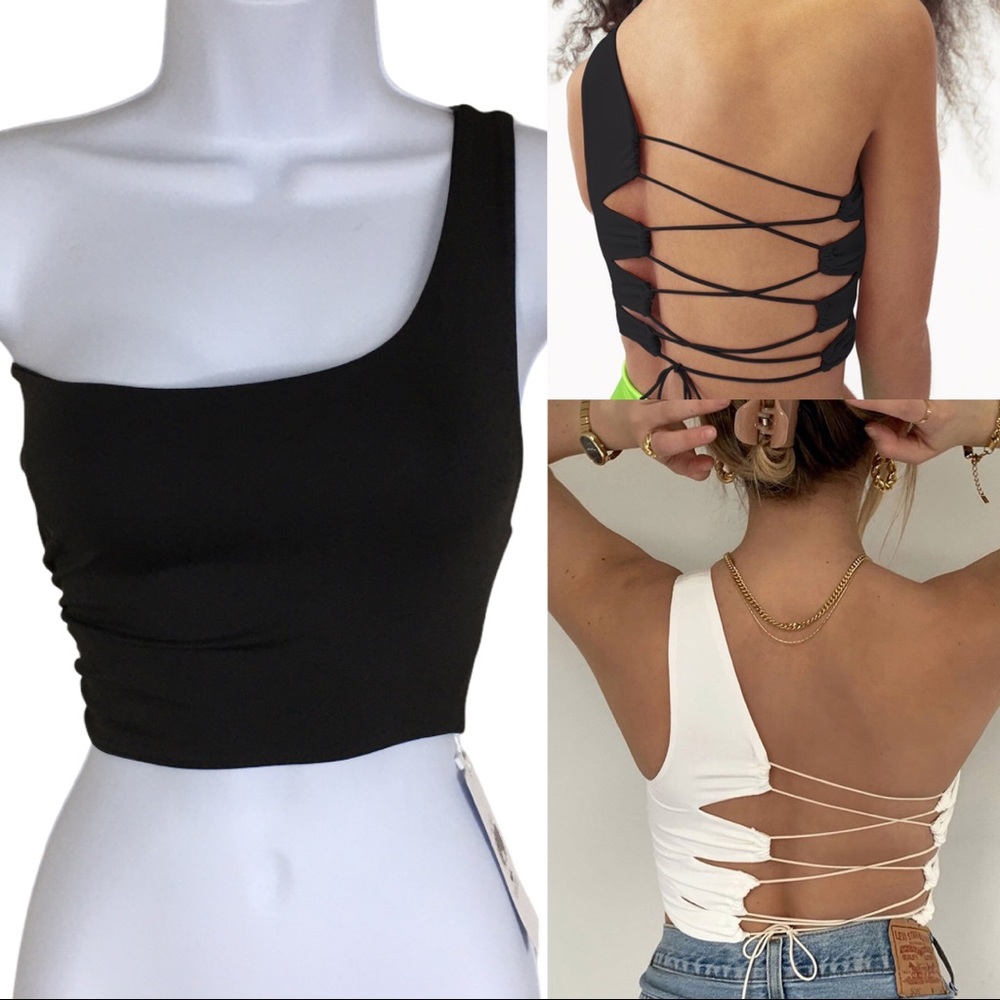 Sexy Women Tie-Strap Slim Single-shoulder Crop top